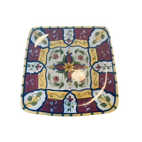 Y2K PIER 1 VALLARTA HAND PAINTED LARGE SQUARE PLATTER - Picture 2 of 7